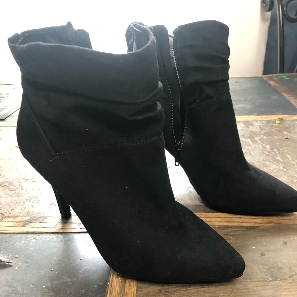 Black Suede Fergalicious High Heeled Booties